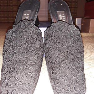 Stuart Weitzman Mule Slides with Black Patent Heel